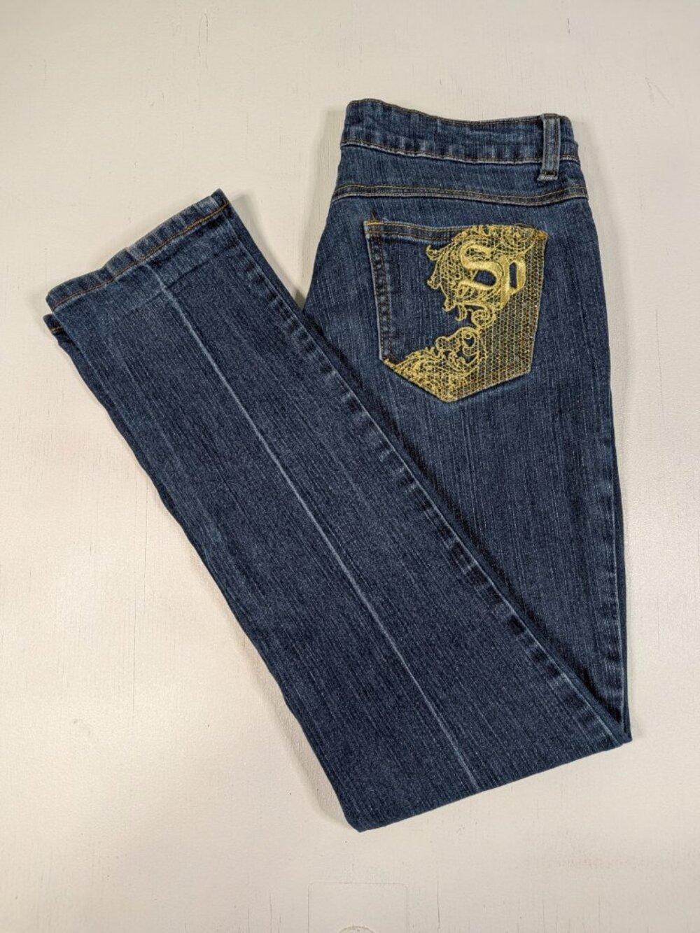 South Pole Denim Jeans Women’s Size 9 Gold Detailed Pockets Accents Embroidered